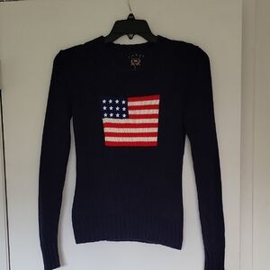 THRE3 Navy Women's Flag Knit Sweater Sz S